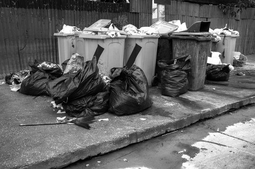 Demolition site in Finsbury Park with construction debris