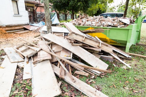 A skip placed on a city street in Finsbury Park